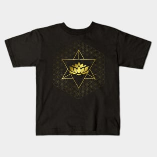 Merkaba Star Lotus in Flower of Life Sacred Geometry Kids T-Shirt